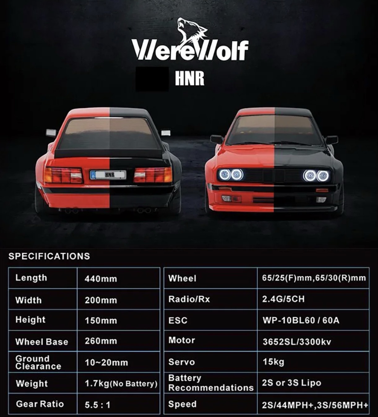 HNR Werewolf 4WD RTR Brushless 1/10 RC Car E30 4X4 hi-power model - Image 3